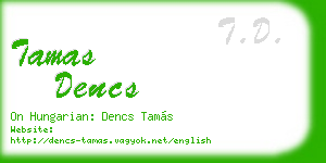 tamas dencs business card