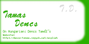 tamas dencs business card